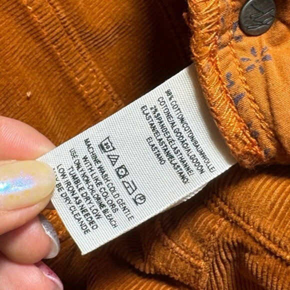 We The Free Skinny Fit Corduroy Pants High Rise Frayed Hem in Chestnut Brown - Picture 13 of 13